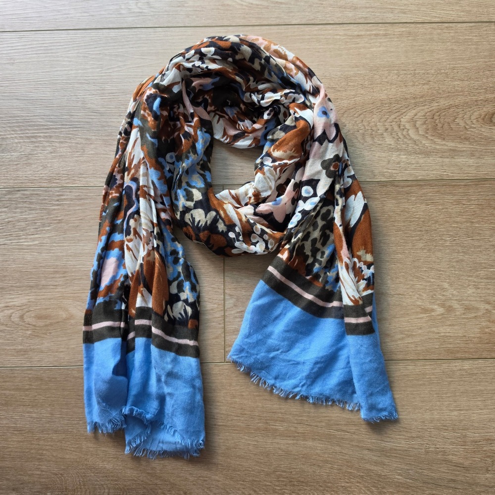 Vera Bradley Bohemian Floral Print Lightweight Scarf Blue & Brown